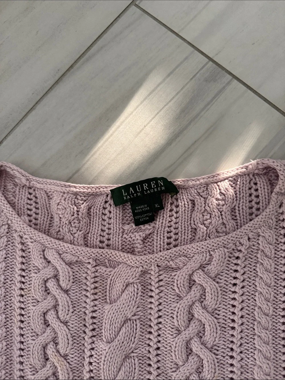 Lauren Ralph Lauren Lavender Cable Knit Sweater Size XL - Picture 3 of 4
